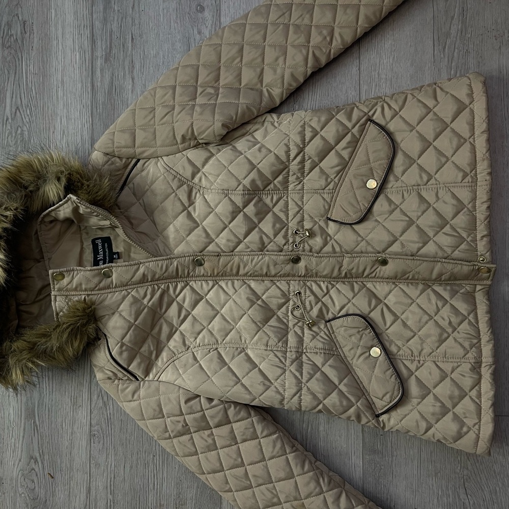 Jason Maxwell Beige Outerwear with Faux Fur